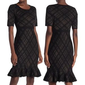 Plaid Ruffle Hem Sweater Dress